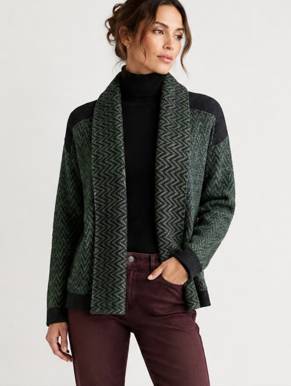 Cabi Fireside Cozy Chevron Knit Cardigan Sweater 3015
